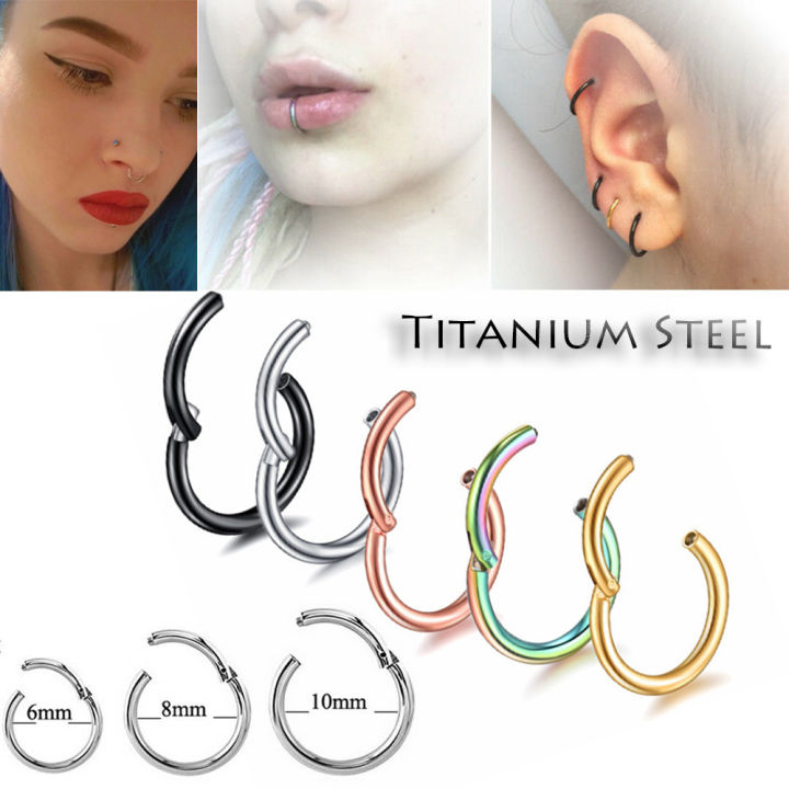Anillos Para La Nariz De Titanio - Pack De 2 (Oro Y Plata), 1.2 Mm Grosor, 8 Mm Diámetro, Hipoalergénicos, Para Septum, Labio, Cartílago (Hombre Y Mujer)
