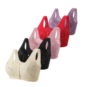 ชุดชั้นใน FallSweet 5 ชิ้น/ชุด แบบปิดด้านหน้า ขนาดใหญ่สำหรับผู้หญิง บราเล็ตไร้สาย ลายลูกไม้ เซ็กซี่ ขนาด 38-50BC