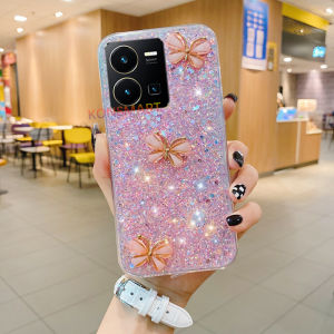 KONSMART Phone Case For VIVO Y35 Y16 Y22 Y22S V25 5G V25e Newest 2022 Bright Shiny Bling Glitter Star Space With Crystal Butterfly Casing For VIVO Y35 2022 Soft TPU Phone Casing