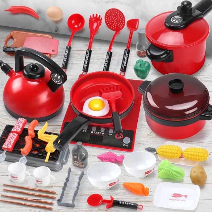 51pcs Set Cooking Toys Kids Play House Toy Kitchen Utensils Cooking 