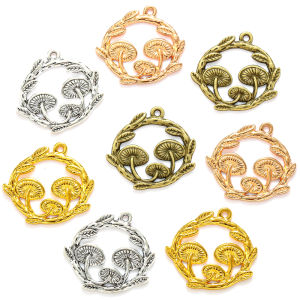 10pcs 4 Color Garden mushrooms Charms Alloy For Earring necklace Pendants DIY Handmade Jewelry Accessories Making 26*24mm K37