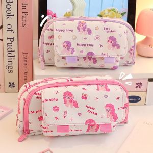 ANNIE HEADDRESS Large Capacity Pencil Case Cartoon Multi-layer Storage Bag Pen Organizer Zipper Coin Purse Student