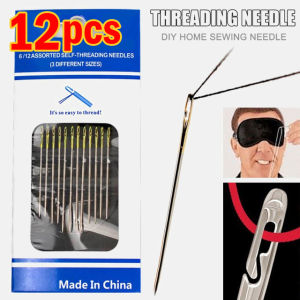 12pcs Blind Needle Elderly Needle-side Hole Hand Household Sewing Stainless Steel Sewing Needless Threading Apparel Sewing DIY【Local】PH