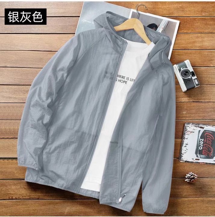 Men Thin Hooded Jackets Coats Sun Protection Clothing Lightweight