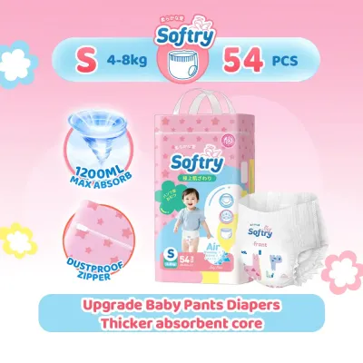 【SOFTRY】ผ้าอ้อมกางเกงซึมซับสูง กันรั่ว 360° ระบายอากาศ นุ่มสบาย อ่อนโยนต่อผิว ไซส์ S-4XL สำหรับทารกและเด็กเล็ก
