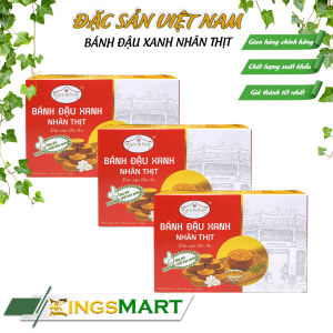 [3 Hộp Có Quà] Bánh Đậu Xanh Nướng Hội An Nhân Thịt -Thơm Giòn Béo Bùi- Thương Hiệu Bông - Hộp 125g - Kingsmart