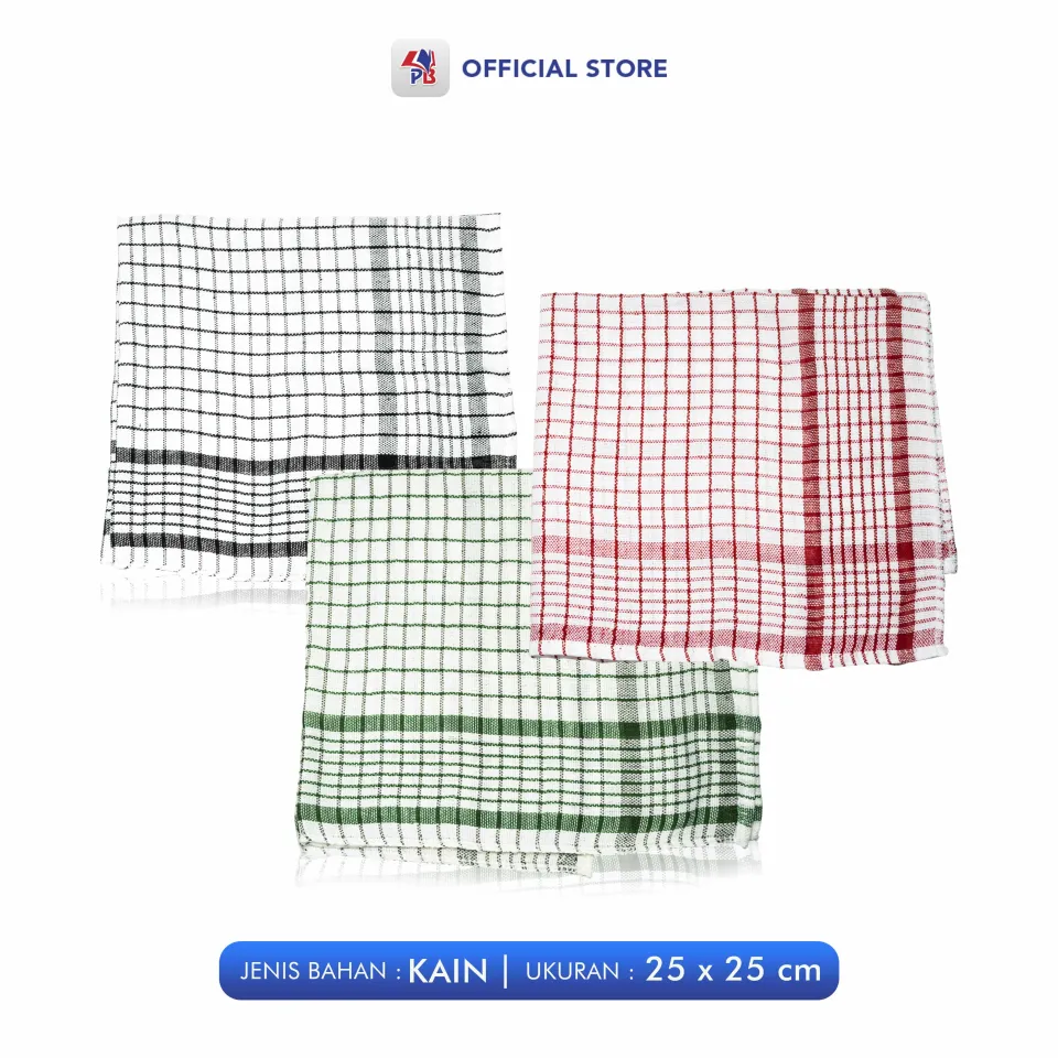 Promo Lap Dapur/piring bahan kotak2 cap gunting isi 3 bh ukuran 50 x 50 cm  Diskon 9% di Seller SAQUILA STORE - Mekarsari, Kab. Tangerang