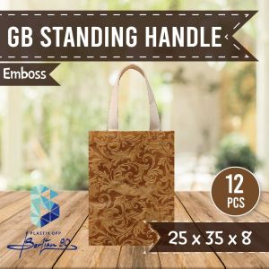 ( 12 pcs ) Goodie Bag PREMIUN TEBAL standing handle EMBOSS 25 x 35 Tas Spunbond Tali EMBOSS