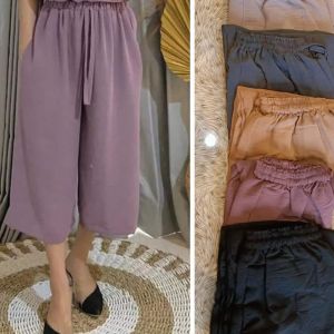 celana kulot pendek bahan cringkle airflow jumbo 75kg/celana kulot terkini polos pendek uniqlo