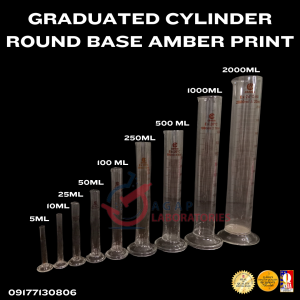 GRADUATED CYLINDER WITH ROUND BASE AMBER PRINT