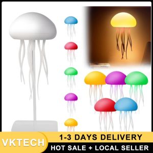 LED Jellyfish Fairy Lights with Base Gradient Colorful Jellyfish Desk Lamp for Living Room and Bedroom Lighting