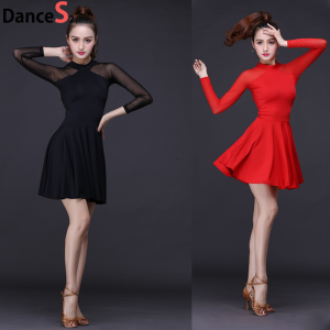 Latin outfit Latin Pleated dress Mesh Dance dress Adult Practice clothing Long-sleeved Social dance Practice dance Clothes Women Latina Dress Latina Outfits - Lazada