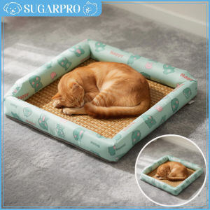 Pet Cooling Mat Rattan Bed Washable Non Slip Summer Sleep Pad Cat Dog Pillow Portable