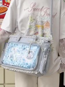 Japanese Style Transparent Pain Bag Daily Shoulder Bag for Female Students Tote Bag Crossbody Bag