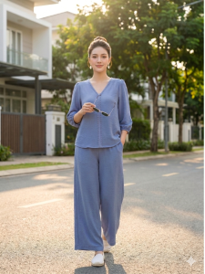 Set bộ nữ đũi lụa phối ren cao cấp SET014 - Thoáng mát co giãn tốt