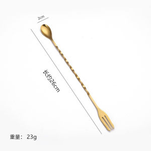 Stainless Steel Stirring Spoon Coffee Juice Bar Cocktail Stick Milk Tea Supplies Double Ended TH