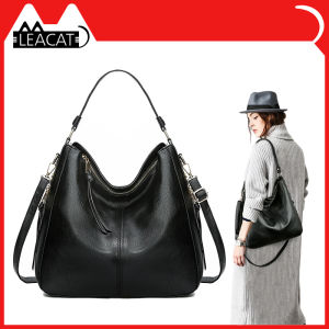 Leacat Hobo Bag Leather Women Handbags Female Leisure Shoulder Bags Fashion Purses Vintage Large Capacity Tote bag