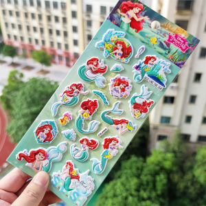 Miếng Dán Công Chúa Anime xốp lấp lánh cho trẻ em nhãn dán bong bóng hoạt hình nàng tiên cá 3D cho bé gái 2/4/6 Miếng Dán Trang Phục Búp Bê phần thưởng đồ chơi giáo dục tương tác cho trẻ em hình dán Sổ tay 公主换装贴纸