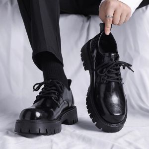 [Free Shipping] 2026 MenS Spring New Collection: Black Casual Leather Shoes With Soft Soles Suitable For Business And Weddings GroomS Shoes