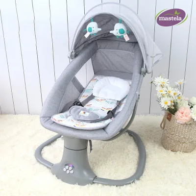 Nôi điện cho em bé sơ sinh - Nôi điện tự động cho bé điều khiển từ xa kết hợp nhạc trắng ru ngủ thư giãn và 5 chế độ đung đưa Mastela 8104/8106