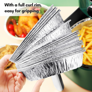 10Pcs Air Fryer Aluminum Foil Tray Non-Stick Baking Tinfoil Tray Oil-Proof Disposable BBQ Tray
