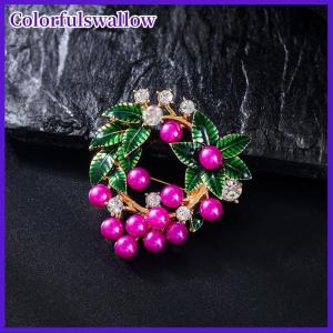 Colorfulswallow Đa Năng Sáng Tạo Zircon Lá Berry Vòng Hoa Hợp Kim Giáng Sinh Trâm Ngực Khóa Tự Làm Ăn Mặc Phù Hợp Với Khăn Trang Trí Quà Tặng