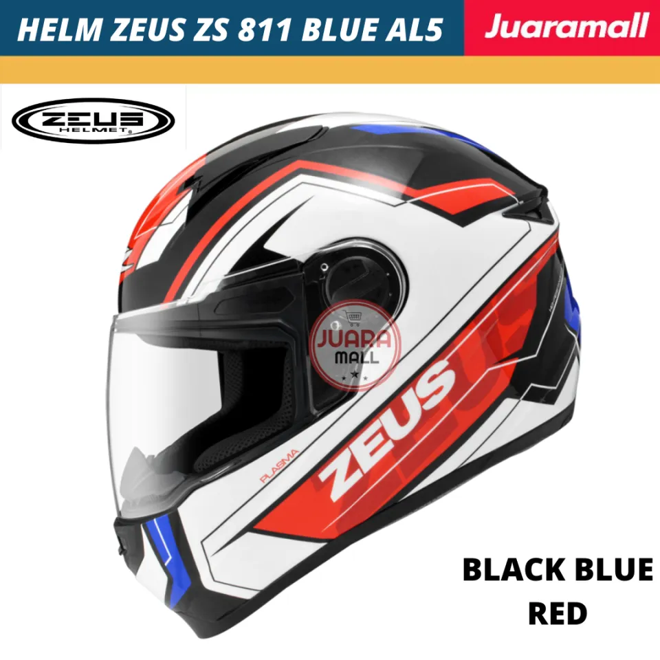 HELM ZEUS 811 BLACK RED BLUE AL5 FULL FACE PAKET GANTENG ZEUS ZS