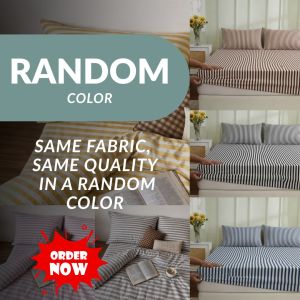 3-in-1 Premium Canadian Cotton / Stripes / Non Fading [1 Bedsheet and 2pcs Pillowcases]