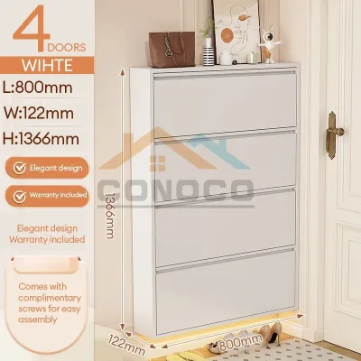 CONOCO Mall Steel Shoe Cabinet Waterproof Shoe Rack with Cover Cabinet Space Saver Shoe Cabinet Organizer