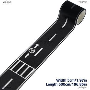 [COD] yixiayun 1Roll 5M 1:12 Dollhouse Road Traffic Railway Track Scene Tape Sticker Miniature Parking Scene Curve Sticker Model Decor Toy Accessories