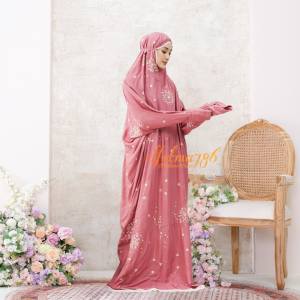 elfatma786 - Mukena Terusan Dewasa Bordir Bunga Sakura Rayon Premium