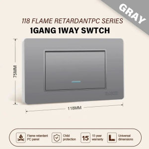 GeoStar Gray Light Switch And Outlet 1/2/3 Gang Modern Wall Light Switch Universal Multiple Socket