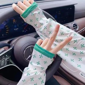 SERENEGLOW Ống tay vải viscose mùa hè thời trang cho phụ nữ bảo vệ khỏi tia UV thoáng khí phong cách thiết kế in hoa lá
