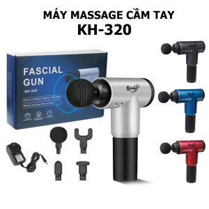 Máy Massage Cầm Tay Rung Mạnh KH-320 - Máy Mát Xa Cầm Tay 6 Chế Độ 4 Đầu Matxa Củ Sạc Adapter