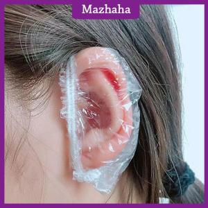 Mazhaha 100pcs Disposable Earmuff Stransparent Waterproof Earmuffs Hair Dye Perm Color Plastic Earmuffs