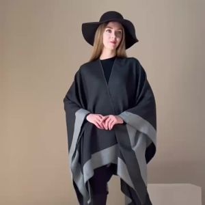 Multi-Functional Warm Shawl Outer Wear Simple Fashion Office Nap Blanket Split Cloak Double-Sided Wear in Stock Men