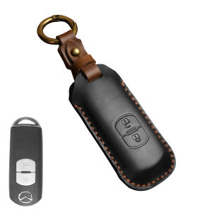 high quality Crazy Horse Leather for Mazda key cover Remote key case with key holder fod keychain Creative Alloy Metal MAZDA3 MAZDA2 CX-5 CX-7 CX-9 Tribute BT-50 323 MAZDA6 B2200 Familia Miata MX-5 626 B2500