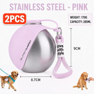 Portable Dog Water Bottle 285ML Stainless Steel Travel Dog Water Dispenser Foldable Silicone Bowl