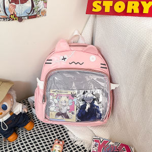 Cute kitten backpack school bag emoji cat black ita bag versatile large-capacity 2D backpack