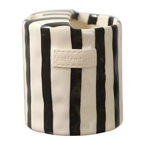 BAGUO(霸果) Novelty Ceramic Coffee Mug Hand-Painted Striped Premium Ceramic Espresso Cup Modern Design Non-slip Porcelain Tea Cup Kitchen Use
