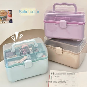 CUBBY Jewelry Case 2 Layer Storage Box Cosmetic Case Nail Art Box Family Emergency Kit Box Multi-Functional Plastic Storage Case Home Room Office