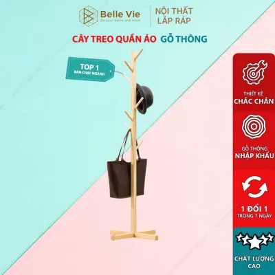 Cây treo quần áo đứng bằng gỗ / Giá treo đồ lắp ghép kiểu Hàn