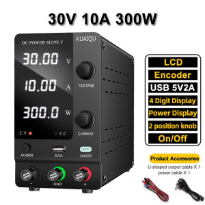 KUAIQU High Power DC Regulated Power Supply 30V 5A 10A 60V 120V 3A 200V 300V Programmable Switching Power Supply RS232/USB Port Software Connect PC Regulated Lab Bench Power Supply