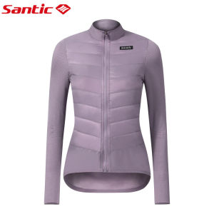 Santic ผู้หญิงเสื้อแจ็คเก็ตสำหรับปั่นจักรยานกันลมรักษาความอบอุ่นน้ำหนักเบากระเป๋าซิปกีฬาจักรยานจักรยานดาวน์โค้ต