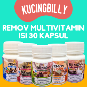 Remov multivitamin isi 30 kapsul imun bulu nafsu makan kucing