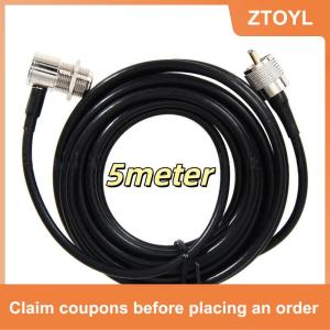 【ZTOYL】 1 cái 5 Meter mở rộng núi Cable RG58 pl259 UHF để so239 kết nối di động xe đài phát thanh Antenna cho Kenwood Yaesu ICOM cho TM-261