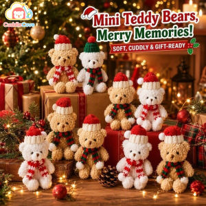 CuddleCove Christmas Plush Bear Toy Set Mini Teddy Bear With Hat Scarf Tree Decor Cake Bouquet Gift