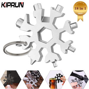 KIPRUN 18 in 1 Snowflake Spanner Keyring Hex Multifunction Outdoor Hike Wrench Key Ring Pocket Multipurpose Camp Survive Hand Tools
