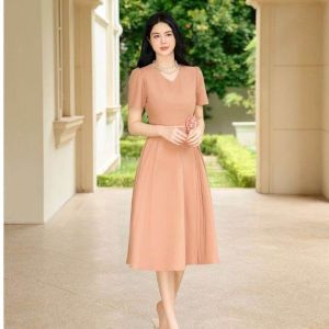 Đầm nữ thiết kế thanh lịch sang trọng chất liệu Cotton lạnh Hàn Quốc êm dịu trên da thương hiệu Thiều Hoa DD4L0327