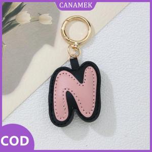 CANAMEK✨ PU da kẹo màu A đến Z ban đầu thư Keychain cho phụ nữ đơn giản thời trang ba lô điện thoại Mặt dây chuyền xe vòng chìa khóa quà tặng đồ trang sức
